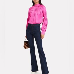 VERONICA BEARD
Pink Cicely Houndstooth Jacquard Silk Blouse